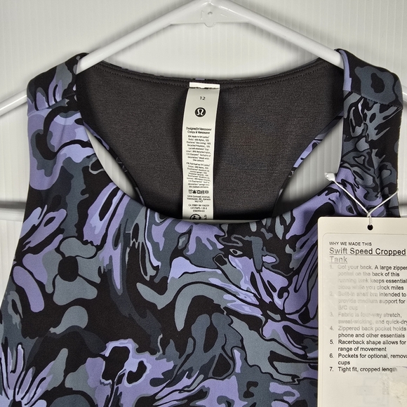NWT Lululemon Swift Speed Cropped Tank Top In Flower Meld Multi Size 12 Sq. Dot - Picture 4 of 16